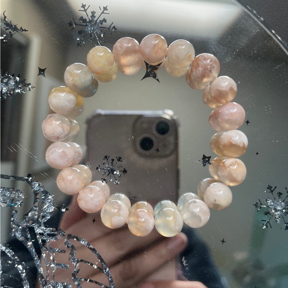 10mm Flower agate crystal bracelet